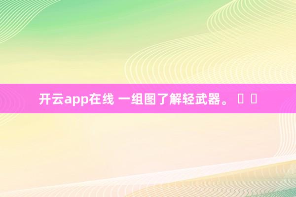 开云app在线 一组图了解轻武器。 ​​