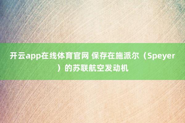 开云app在线体育官网 保存在施派尔（Speyer）的苏联航空发动机