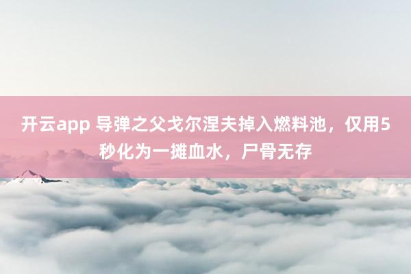 开云app 导弹之父戈尔涅夫掉入燃料池，仅用5秒化为一摊血水，尸骨无存