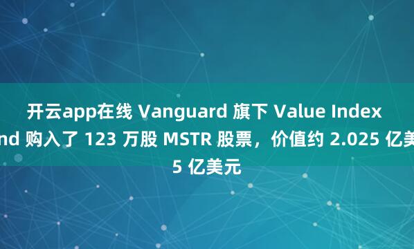 开云app在线 Vanguard 旗下 Value Index Fund 购入了 123 万股 MSTR 股票，价值约 2.025 亿美元
