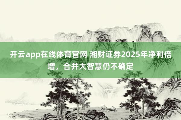 开云app在线体育官网 湘财证券2025年净利倍增，合并大智慧仍不确定