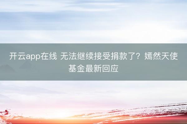 开云app在线 无法继续接受捐款了?嫣然天使基金最新回应