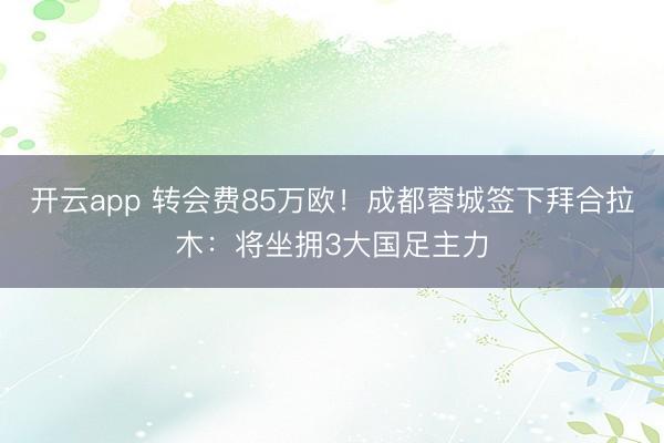 开云app 转会费85万欧！成都蓉城签下拜合拉木：将坐拥3大国足主力