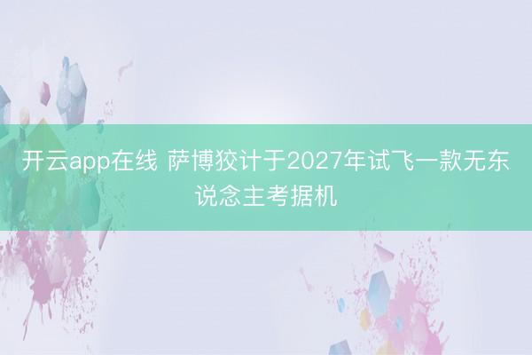 开云app在线 萨博狡计于2027年试飞一款无东说念主考据机