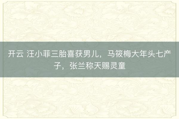 开云 汪小菲三胎喜获男儿,马筱梅大年头七产子,张兰称天赐灵童
