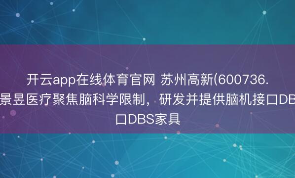 开云app在线体育官网 苏州高新(600736.SH):景昱医疗聚焦脑科学限制,研发并提供脑机接口DBS家具