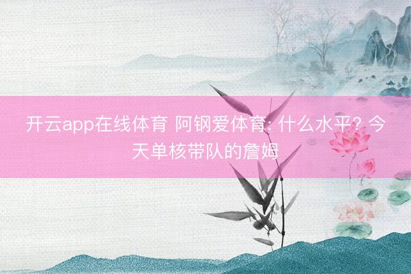 开云app在线体育 阿钢爱体育: 什么水平? 今天单核带队的詹姆
