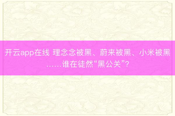 开云app在线 理念念被黑、蔚来被黑、小米被黑……谁在徒然“黑公关”？