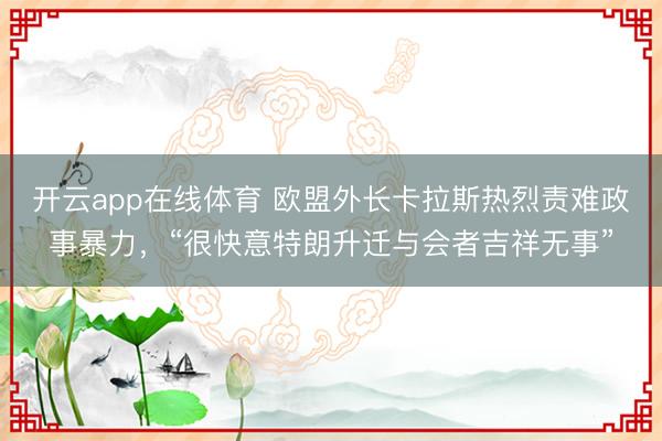 开云app在线体育 欧盟外长卡拉斯热烈责难政事暴力，“很快意特朗升迁与会者吉祥无事”