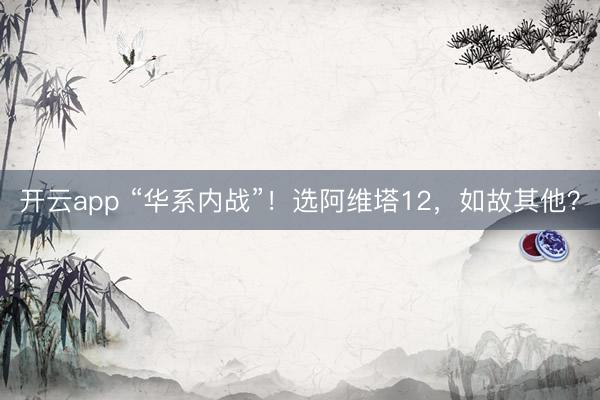 开云app “华系内战”！选阿维塔12，如故其他？