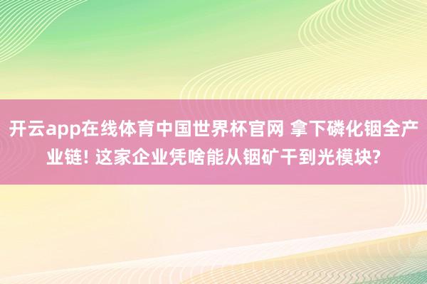 开云app在线体育中国世界杯官网 拿下磷化铟全产业链! 这家企业凭啥能从铟矿干到光模块?