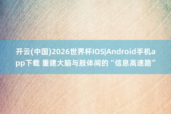 开云(中国)2026世界杯IOS|Android手机app下载 重建大脑与肢体间的“信息高速路”