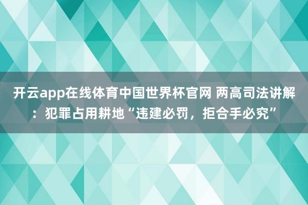 开云app在线体育中国世界杯官网 两高司法讲解:犯罪占用耕地“违建必罚,拒合手必究”
