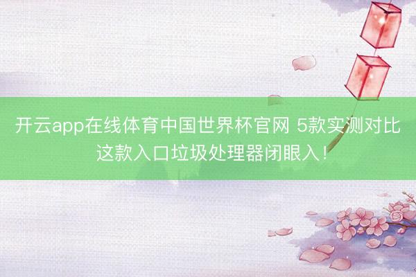 开云app在线体育中国世界杯官网 5款实测对比 这款入口垃圾处理器闭眼入!