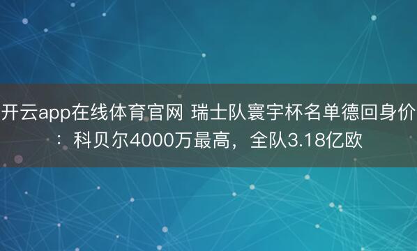开云app在线体育官网 瑞士队寰宇杯名单德回身价:科贝尔4000万最高,全队3.18亿欧
