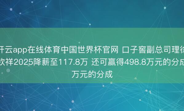开云app在线体育中国世界杯官网 口子窖副总司理徐钦祥2025降薪至117.8万 还可赢得498.8万元的分成