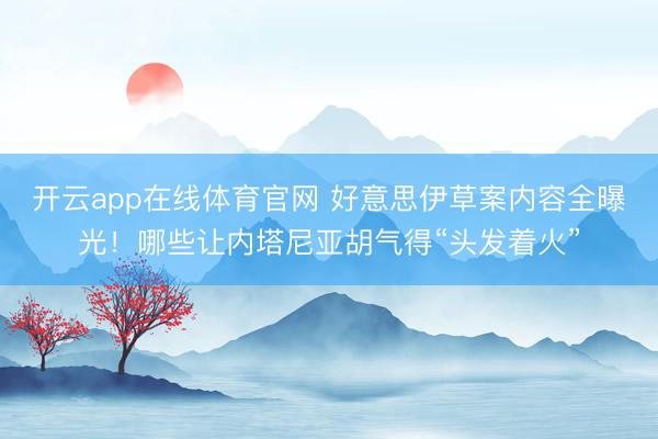 开云app在线体育官网 好意思伊草案内容全曝光!哪些让内塔尼亚胡气得“头发着火”