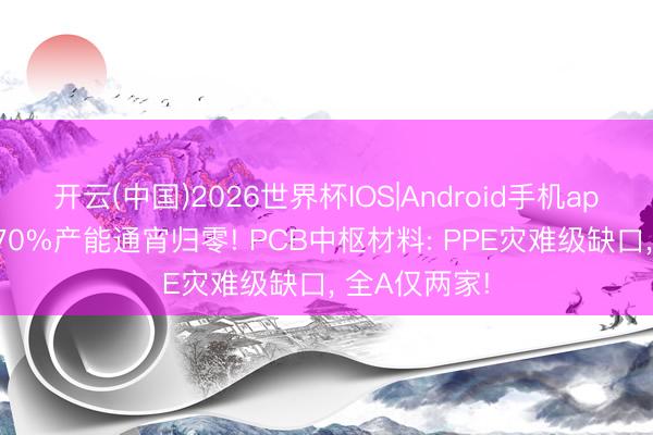 开云(中国)2026世界杯IOS|Android手机app下载 全球70%产能通宵归零! PCB中枢材料: PPE灾难级缺口， 全A仅两家!