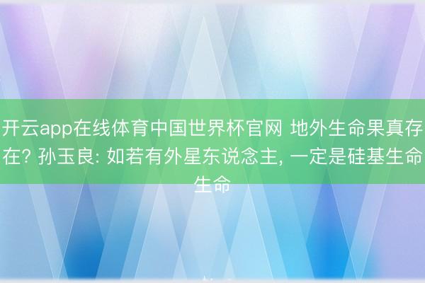 开云app在线体育中国世界杯官网 地外生命果真存在? 孙玉良: 如若有外星东说念主, 一定是硅基生命