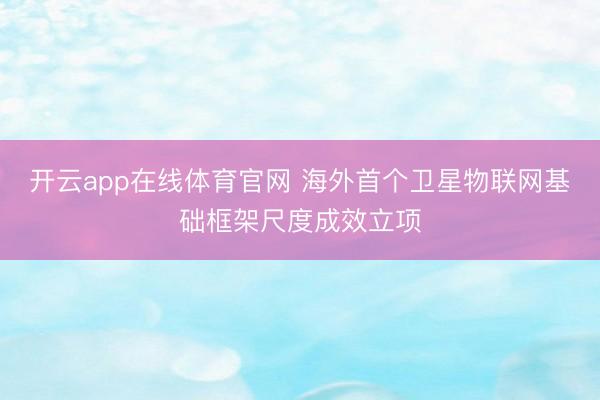 开云app在线体育官网 海外首个卫星物联网基础框架尺度成效立项