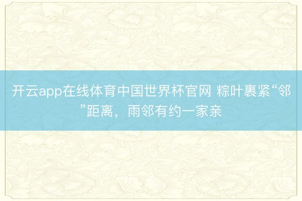 开云app在线体育中国世界杯官网 粽叶裹紧“邻”距离,雨邻有约一家亲